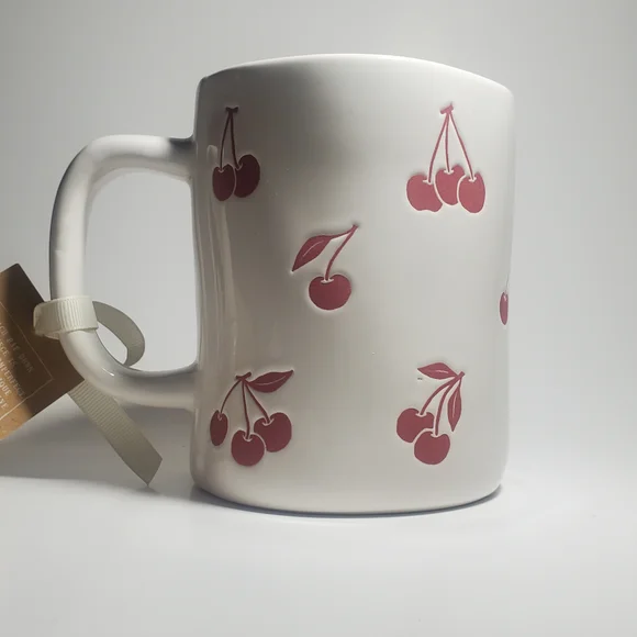 RAE DUNN Cherry Themed Red & White Mug 'Love You Cherry Much' text New with Tags - Picture 5 of 7